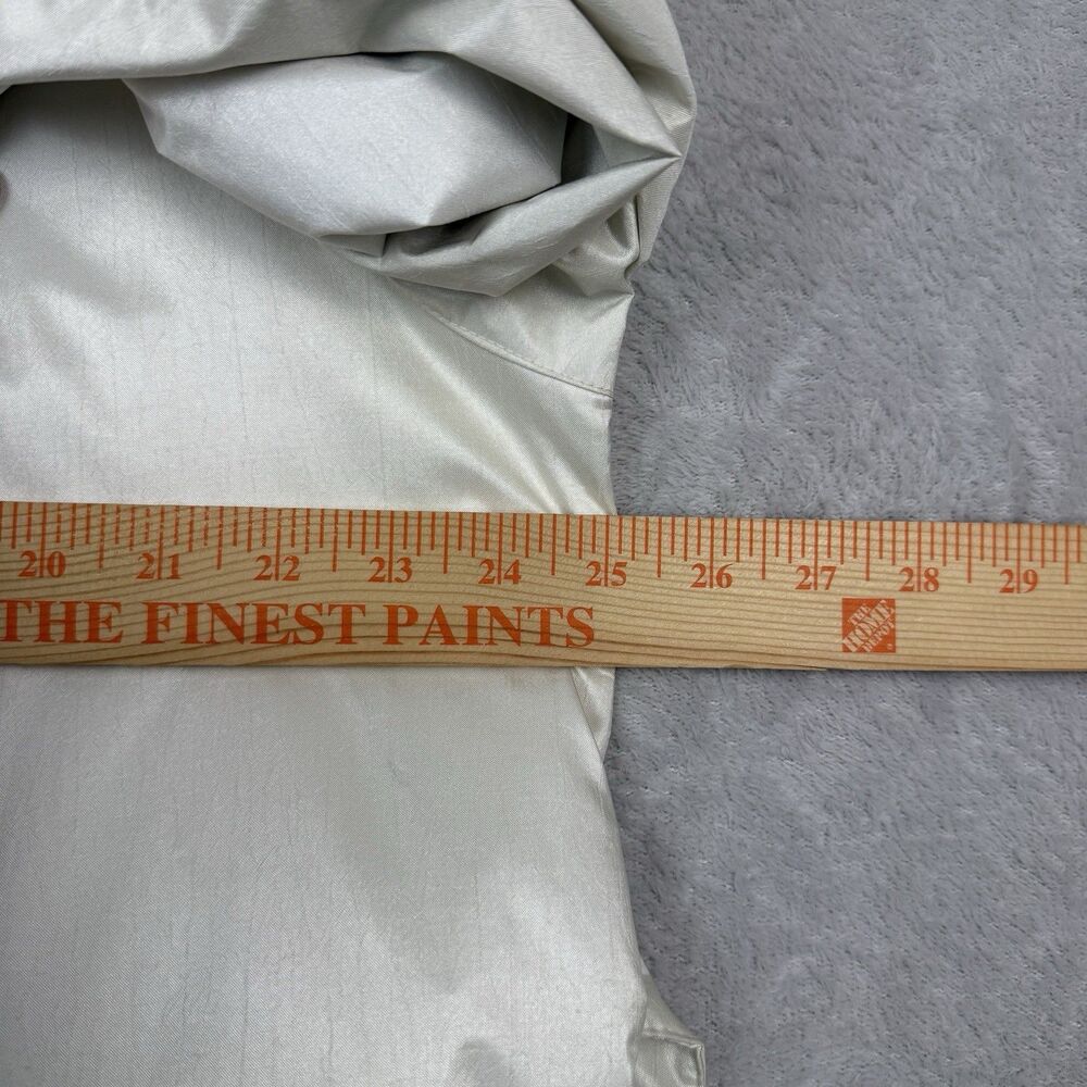 Vtg British Mist Trench Raincoat Womens 14 Ivory Shimmer Long Retro Classic 80s - Picture 12 of 16